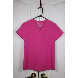 FIGS V-Neck Scrub Top Pink Technical Collection Short Sleeve Size XXS